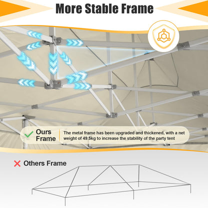 HOTEEL Tents for Parties 10x30 Pop Up Canopy Tent Heavy Duty with 8 Sidewalls, Commercial Party Tent Event Wedding Instant Canopy Waterproof with Carry Bag, UV 50+, Thicked Hexagonal Legs, Kh - WoodArtSupply