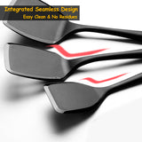 Silicone Spatula Set, 600°F Heat Resistant Silicone Spatula Turner Flipper for Cooking, Non Stick and Non Scratch Kitchen Utensils for Eggs, Burgers, Crepes, 2-Pack Solid Spatulas Set, Black Vovoly