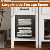 BVIUNTWO Farmhouse TV Stand with Fireplace for TVs Up to 100 Inch,Entertainment Center with 60" Electric Fireplace,98" TV Console with Storage Cabinet Drawers for Living Room(Off White) BVIUNTWO