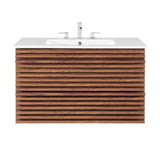 Modway Render 36" Wall-Mount Bathroom Vanity in Walnut White Modway