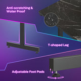 Bestier Small Gaming Desk with Monitor Stand, 42 inch LED Computer Desk, Gamer Workstation with Cup Holder & Headset Hooks, Modern Simple Style Desk for Home Office, Black Marble Bestier