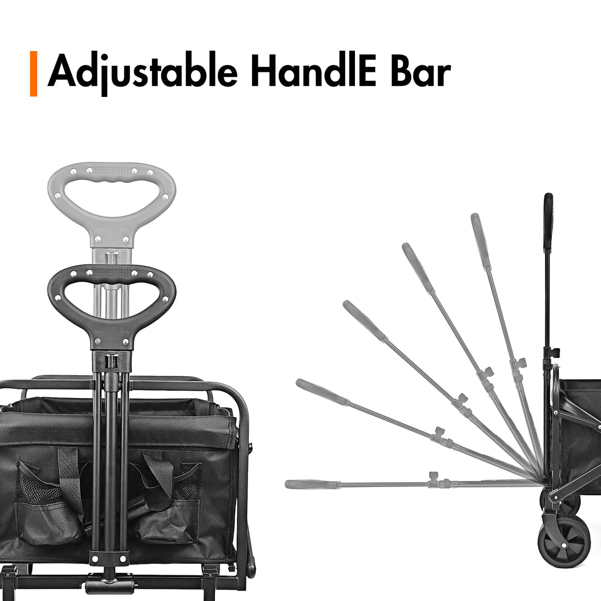 NEOTEC Collapsible-Folding-Wagon - Wagon Cart Heavy Duty Foldable Outdoor Utility with Silent Universal Wheels, Adjustable Handle for Camping NEO-TEC