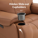 CHITA Power Zero Gravity Recliner Chair, Genuine Leather Recliner Chair for Adults, Adjustable Reclining Sofa Lounge with Hidden Slide-Out Cupholders, USB and Type-C Ports, Saddle CHITA