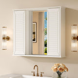 FFBCFDK Bathroom Medicine Cabinet Mirror 28.3 x 23.8 inch Bathroom Mirror with Storage Wall Mounted Medicine Mirror Cabinet Wood Organizer with 2 Door Surface Mount Farmhouse Storage Cabinet FFBCFDK