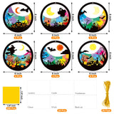 TENDFINE 24 Sets Halloween Night Suncatcher Craft Kit DIY Bat Ghost Tissue Sign Paper Art Craft Activity Halloween Ornament Home Classroom Window Decoration TENDFINE