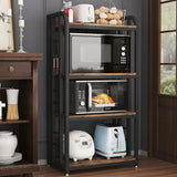 lovemanxi Microwave Oven Stand with Storage 4 Tiers, Free Standing Microwave Oven Stand Coffee Bar Adjustable Kitchen Shelves Kitchen Storage Shelf Rack for Spices, Pots(Brown) lovemanxi