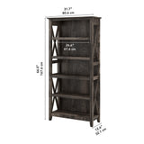 Bush Furniture Tall 5 Shelf Bookcase for Living Room or Home Office, Large Bookshelf, Modern Farmhouse Style, Key West Collection, Dark Gray Hickory Bush Furniture