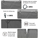 10'x12' Privacy Gazebo Curtains Outdoor Waterproof, 4-Panels Sidewall Curtains Universal Replacement with Zipper for Patio, Backyard, Garden (Only Curtains, Grey) Mogtuo