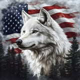 KTHOFCY 5D DIY Diamond Painting Kits for Adults, American Flag and Wolf Full Drill Embroidery Cross Stitch Crystal Rhinestone Paintings Pictures Arts Wall Decor Painting Dots Kits 11.8X11.8 inch KTHOFCY