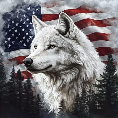 KTHOFCY 5D DIY Diamond Painting Kits for Adults, American Flag and Wolf Full Drill Embroidery Cross Stitch Crystal Rhinestone Paintings Pictures Arts Wall Decor Painting Dots Kits 11.8X11.8 inch