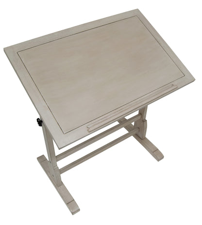 Studio Designs Vintage Drawing/Drafting Table with Pencil Ledge - 36" W x 24" D - Coastal Whitewash - Adjustable Tilting Top - WoodArtSupply