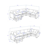 Extra Wide Seat Oversized Convertible Modular Sectional Sofa, Free Combination Reversible Sleeper Couch with Movable Ottoman, 7 Seater Corner Sofa&Couches for Living Room, Office, Spacious Space Eafurn