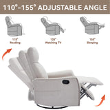 Massage Chair Recliner with Heat, Swivel Rocking Chair Recliner with High Back, Manual Lazy Boy Recliners for Adults,Small Recliner Chair for Small Spaces, Living Room Bedroom, Fabric (Beige) Thctvous