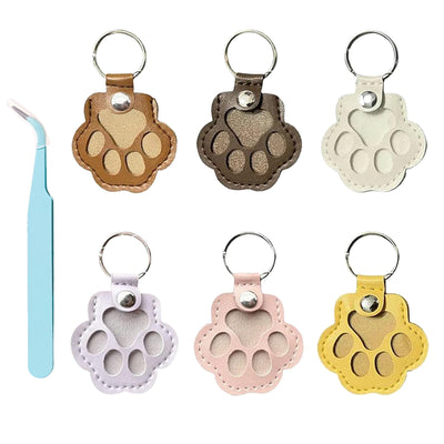 Xoprmey 6Pcs Pet Hair Storage Keychain - Dog Cat Paw Shaped Keychain,Pet Hair Keepsake Keychains,Pet Memorial Gifts for Bag Purse Paw Charm Key Holder