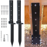 CKLT 2-Pack Fence Post Repair Kit Heavy Duty 32in Fence Post Anchor Thickened 13 Stainless Steel Screw-Connected Sturdy Fence Mender for Repairing Tilted and Broken Wooden Fence Post CKLT