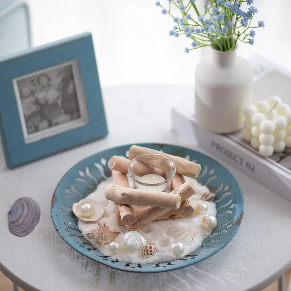 Sziqiqi Handmade Wooden Tea Light Candle Holder with Glass Cup Rustic Country Coastal Style for Farmhouse Home Decoration Home Altar Decoration Holoday Wedding Decoration Sziqiqi