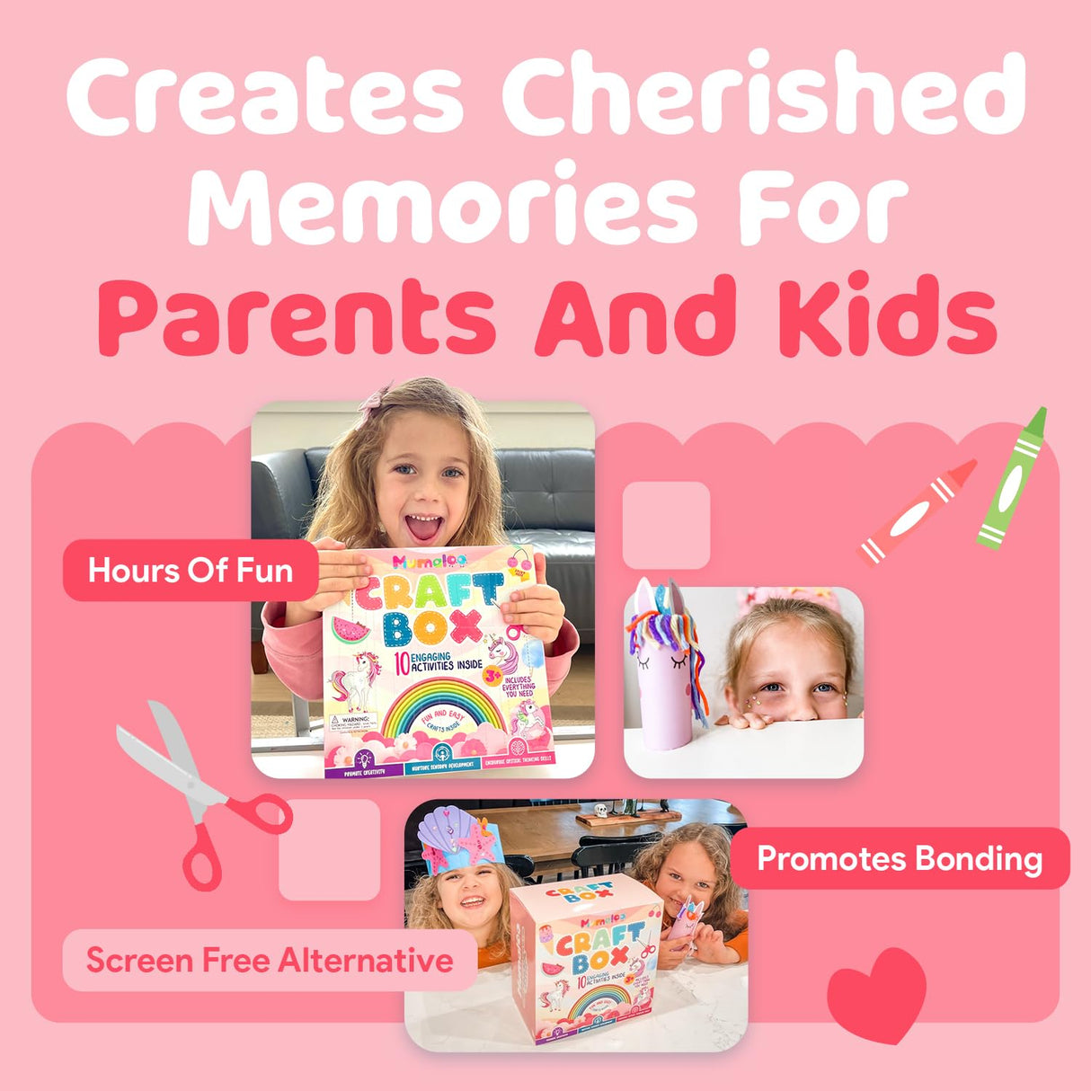 Mumaloo Unicorn Craft Box - 10 Fun Arts and Crafts for Kids Ages 4-8, No Mess, Educational, Mermaid Art Projects, Toddler Crafts & Activities Kit with Supplies, Gift for Girls 3 4 5 6 7 8 Years Old Mumaloo