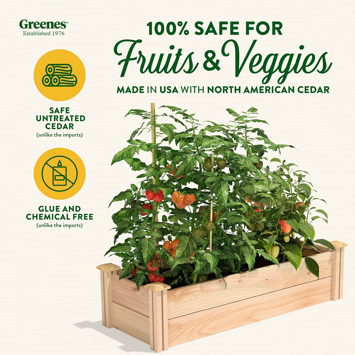 Greenes Fence Premium Cedar Raised Garden Bed, 16" x 48" x 11" - Made in USA with North American Cedar - WoodArtSupply