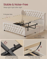 VASAGLE King Bed Frame with Tall Headboard, Upholstered Platform Bed Frame King Size, with Wingback Tufted Headboard and Footboard, Wooden Slats, No Box Spring Needed, Cappuccino Beige URMB884W01 VASAGLE