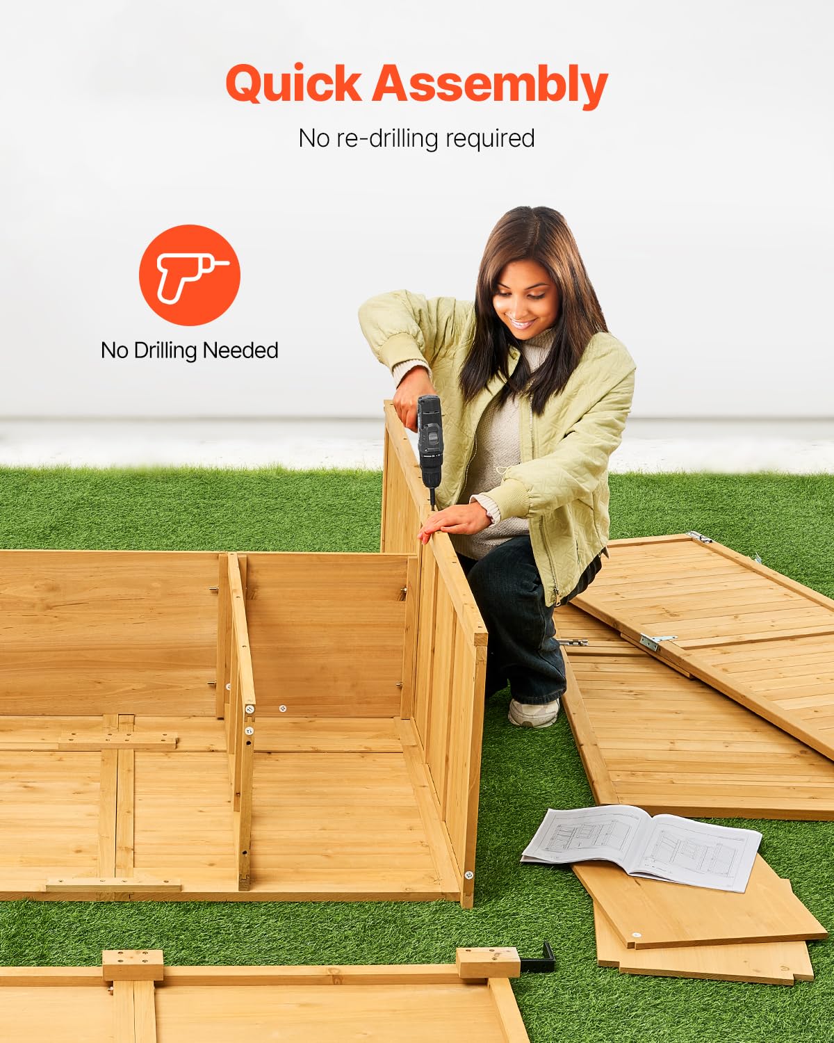 VEVOR Outdoor Storage Shed, Large Wooden Outside Storage Cabinet with Waterproof Roof and Metal Frame, Double Lockable Doors Garden Tool Shed Storage House Cabinet with Shelves, 55.1"x23.6"x67.5" VEVOR