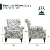 HCHAIRH Floral Wingback Accent Chairs Set of 2 with Removable Cushion Comfy Upholstered Armchair with Nailhead Trim and Wood Legs Reading Chair for Living Room, Bedroom, Green HCHAIRH