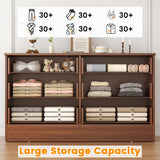 Bigbiglife Wood Dresser for Bedroom, 6 Drawer Double Dresser, Modern Chest of Drawers with Deep Drawers, Large Storage Organizer for Living Room, Closet,15.8" D x 47.2" W x 27.7" H (Walnut Brown) Bigbiglife