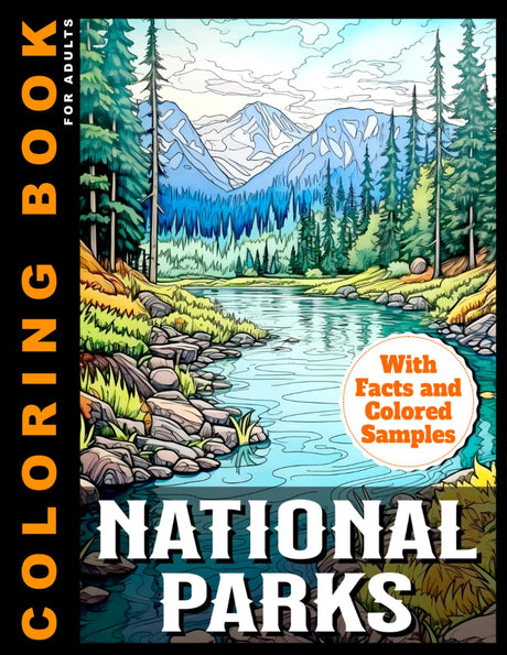 National Parks Coloring Book For Adults: With Facts and Colored Samples For Inspiration | Relaxing Landscapes and Beautiful Nature Scenes to Color (Coloring Books With Colored Samples) WoodArtSupply