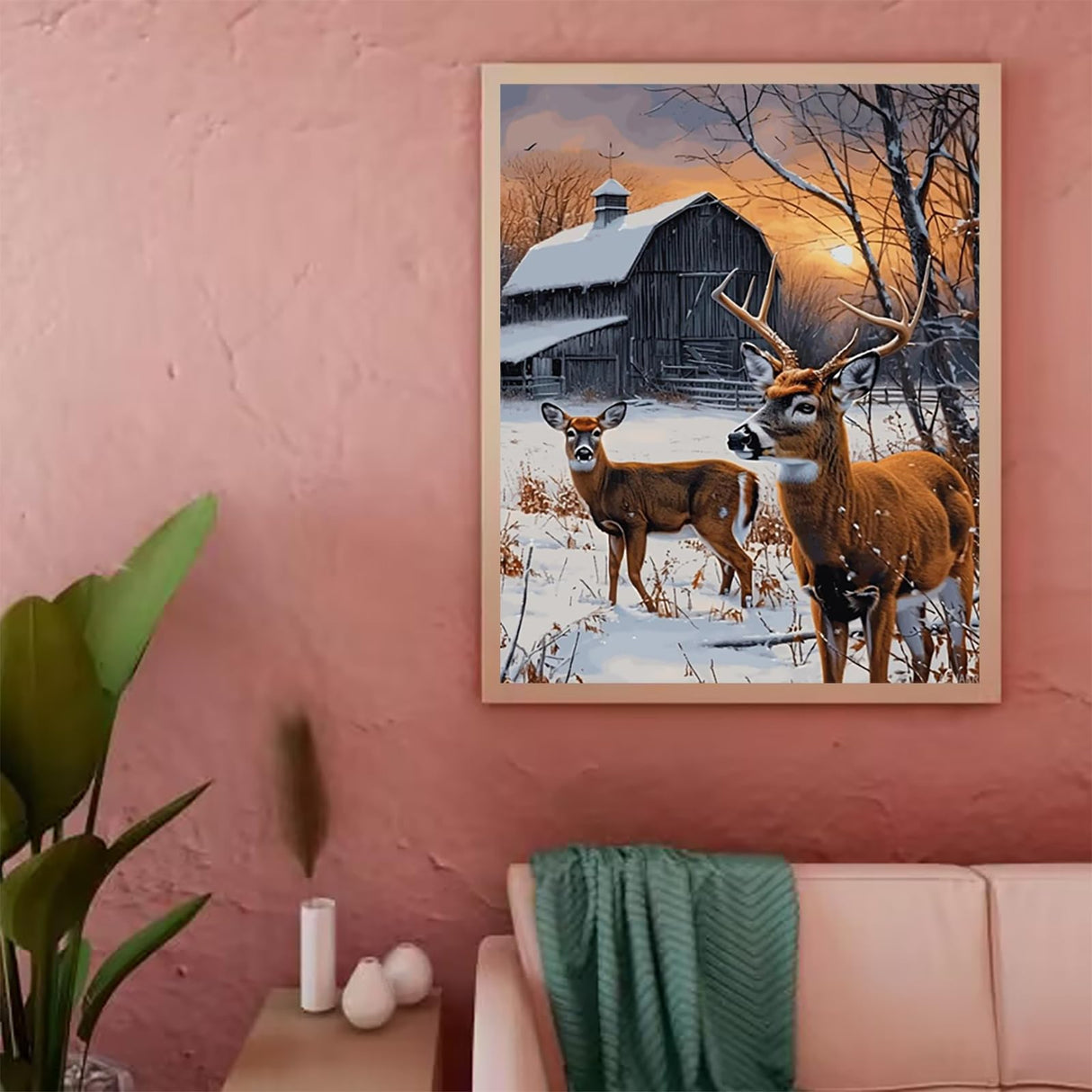 Deer Snow Paint by Numbers Kit Paint by Numbers DIY Acrylic Drawing Paintworks Artwork Adults Beginners 16x20inch LAENAKR