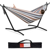 PNAEUT Double Hammock with Space Saving Steel Stand Included 2 Person Heavy Duty Outside Garden Yard Outdoor 450lb Capacity 2 People Standing Hammocks and Portable Carrying Bag (Coffee) PNAEUT