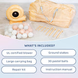 Bounceland Daydreamer Mist Bounce House, Pastel Bouncer with Slide, 8.9 ft L x 7.2 ft W x 6.7 ft H, UL Blower Included, Basketball Hoop, 30 Pastel Plastic Balls, Trendy Bouncer for Kids Bounceland