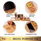 Bamboo Bathtub Caddy Tray for Luxury Bath, Expandable Bath Tray for Tub with Book and Wine Holder- Gift Idea for Loved Ones Unibambou