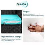 FDW 3 Piece Outdoor Furniture Set Patio Wicker Chairs Furniture Bistro Conversation Set 2 Rattan Chairs with Blue Cushions and Glass Coffee Table for Porch Lawn Garden Balcony Backyard FDW