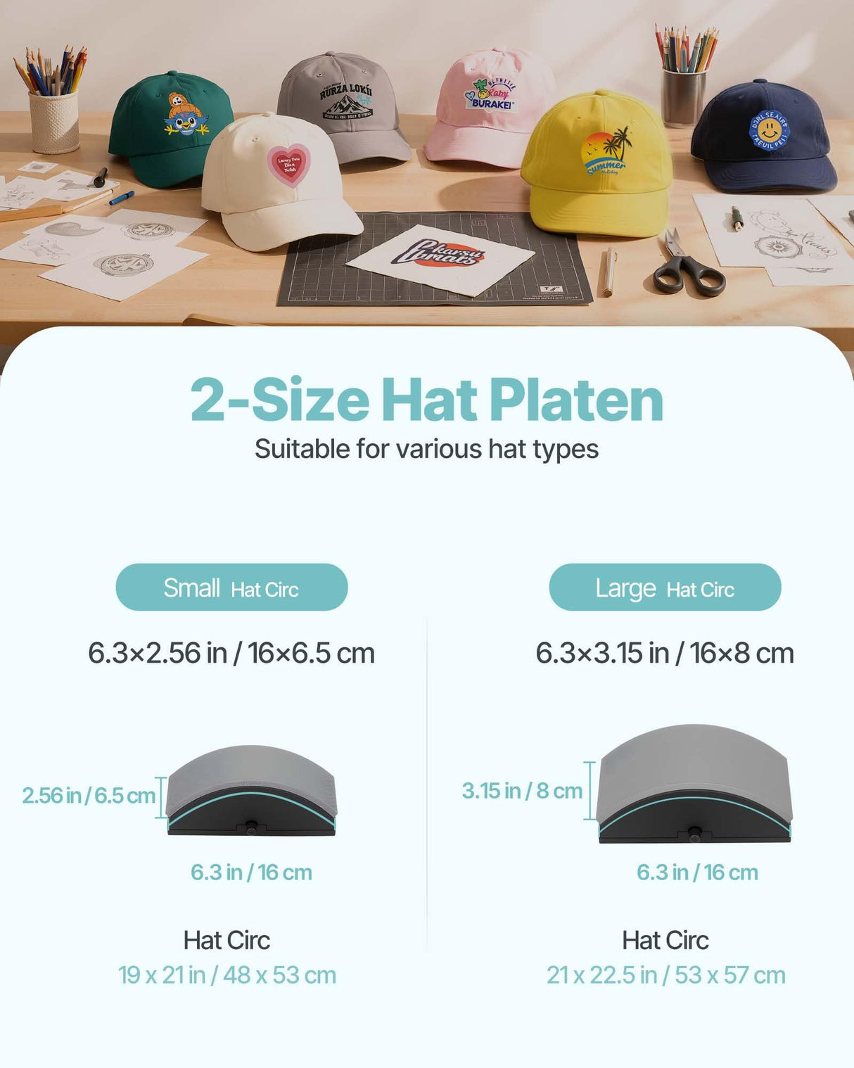 VEVOR Hat Heat Press Machine, with 2pcs Interchangeable Platens, Precise Temperature and Time Control, Hat Press for HTV Iron On and Sublimation Projects, for Caps, Headbands, Cuffs, Face Masks, Green VEVOR