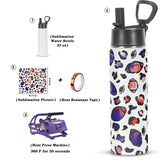 Draheri Sublimation Sports Water Bottle blanks, 22 Oz Sublimation Tumblers, Double Wall Stainless Steel Sports Water Bottle Flask with Portable Handle, Individually Boxed (8 Pack) Draheri