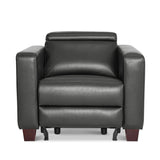 MCombo Zero Wall Recliner Chair, Wall Hugger Power Recliner Chair with Adjustable Headrest, High Wood Leg, USB Charge Ports, for Living Room, Small Spaces, HL128 (Faux Leather, Dark Grey) MCombo