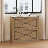 Vabches Farmhouse File Cabinet with 2 Drawers, Lateral Filing Cabinet Office File Cabinet with File Drawers, Wood Rustic Storage Cabinet File Organizer for Home Office, Living Room, Brown Vabches