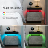 LED Nightstand Bedside Drawer Led Cabinet LED Lights Modern End Side Table with 2 Drawers for Bedroom Grey Generic