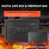 <1.6 cu.ft.>Goldenkey Digital Fireproof Safe for Documents, Personal Safe Box for Laptop, Steel Safes with Removable Shelf for Guns Valuables for Home, office, Hotel, 11.81"D x 14.96"W x 11.81"H GOLDENKEY