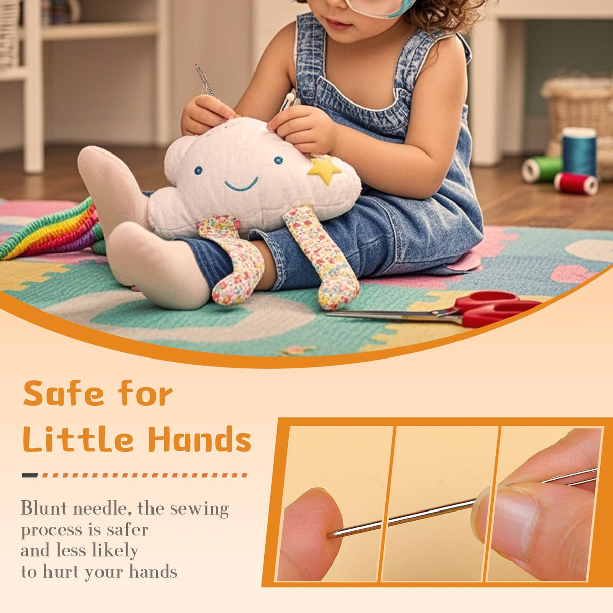 TLKKUE 12 Pcs/3 Sizes Large-Eye Blunt Needles, Stainless Steel Yarn Needle with Needle Threader, Tapestry Needle for Sewing Crochet Knitting Embroidery (Silver) TLKKUE