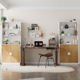 TUSY 4-Piece Large TV Stand with Bookshelves for TVs up to 75”, Wall Unit Entertainment Center with Doors, TV Cabinet for Living Room, Bedroom & Home Theater, White TUSY