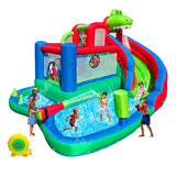 Large Dinosaur Inflatable Bounce House with Water Slide for Kids, Bouncy Castle, Splash Pool, Basketball Hoop, Climbing Wall, Air Blower, Outdoor Backyard Fun SkyGiggles