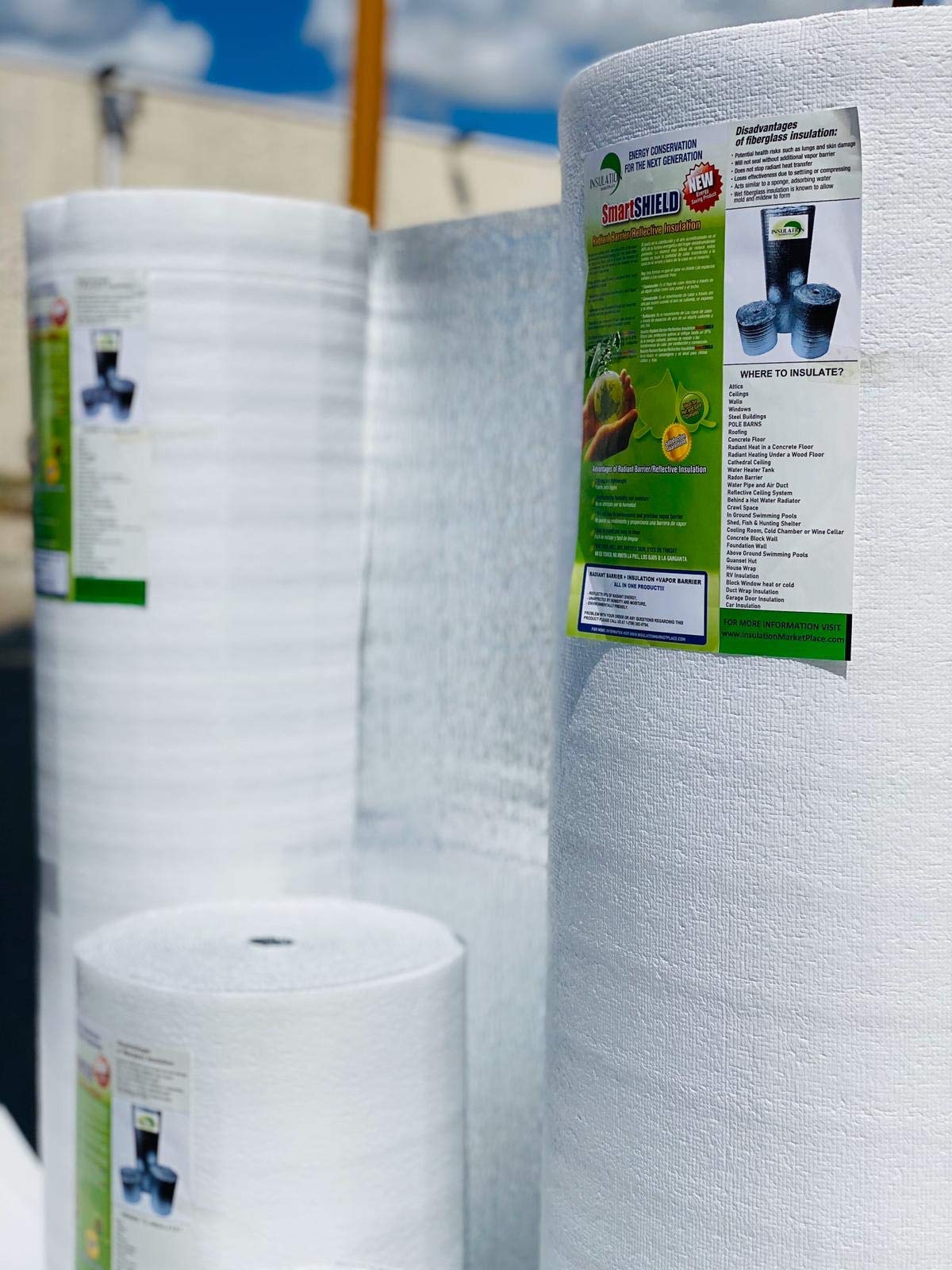 SmartSHIELD -5mm 24"x50ft Reflective Foam Core Insulation roll, Cold and Heat Shield, Radiant Barrier, Thermal Insulation - Engineered FOIL/White Film INSULATION MARKETPLACE
