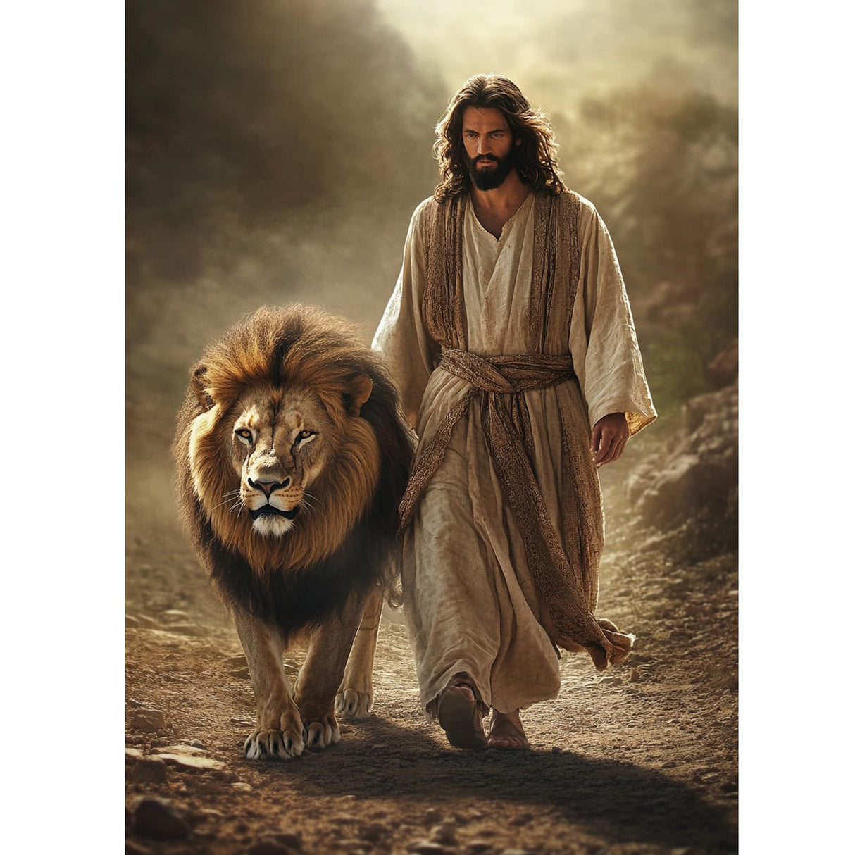 KEYIFA 5D Diamond Painting Jesus Diamond Art Kits for Adults, Round Full Drill Lion Diamond Painting Kit for Beginner, DIY Gems Art Craft for Home Wall Decor 12x16 inch KEYIFA