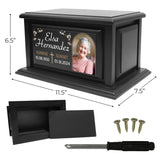 Personalized Solid Wood Human Urns for Ashes 250lbs, Custom Urn Box for Human Ashes, Large Burial and Cremation Urns for Ashes, Black Wood Color (Design 10) Basic Fundamentals