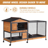 Rabbit Hutch Bunny Cage Strong Iron Frame Rabbit Cage Indoor and Outdoor Chicken Coop with Casters Waterproof Roof, Great for Rabbit,Bunny,Guinea Pig,Chickens. GUTINNEEN
