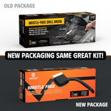 MEKER Grill Brush Bristle Free, Grill Cleaner Brush with 5 BBQ Replacement Head for Cast Iron, Stainless Steel Grates, Safe Grill Scraper Outdoor BBQ Grill, Black MEKER