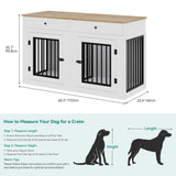 YITAHOME 60" Wooden Dog Crate Furniture with Removable Divider & Storage Drawers, Double Door Kennel with Locks for Medium and Large Dogs, Multi-Functional Dog Crate End Table for Indoor use, White YITAHOME