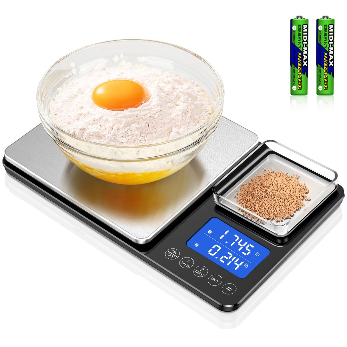 KUAIVO 0.001oz/33lbs Dual Platform Food Kitchen Scales Digital Weight Grams and Ounces, Two Precisions Kitchen Scale for Sourdough Bread, Baking and Cooking with 7 Units Tare, Accumulation Functions KUAIVO