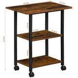 Lerliuo 3-Tier Printer Stand, Industrial Mobile Printer Table with Storage Shelf and Steel Frame, Rolling Printer Cart Holder with Lockable Wheels for Home, Office (Brown) Lerliuo