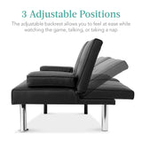 Best Choice Products Faux Leather Upholstered Modern Convertible Futon, Adjustable Folding Sofa Bed, Guest Bed w/Removable Armrests - Black Best Choice Products